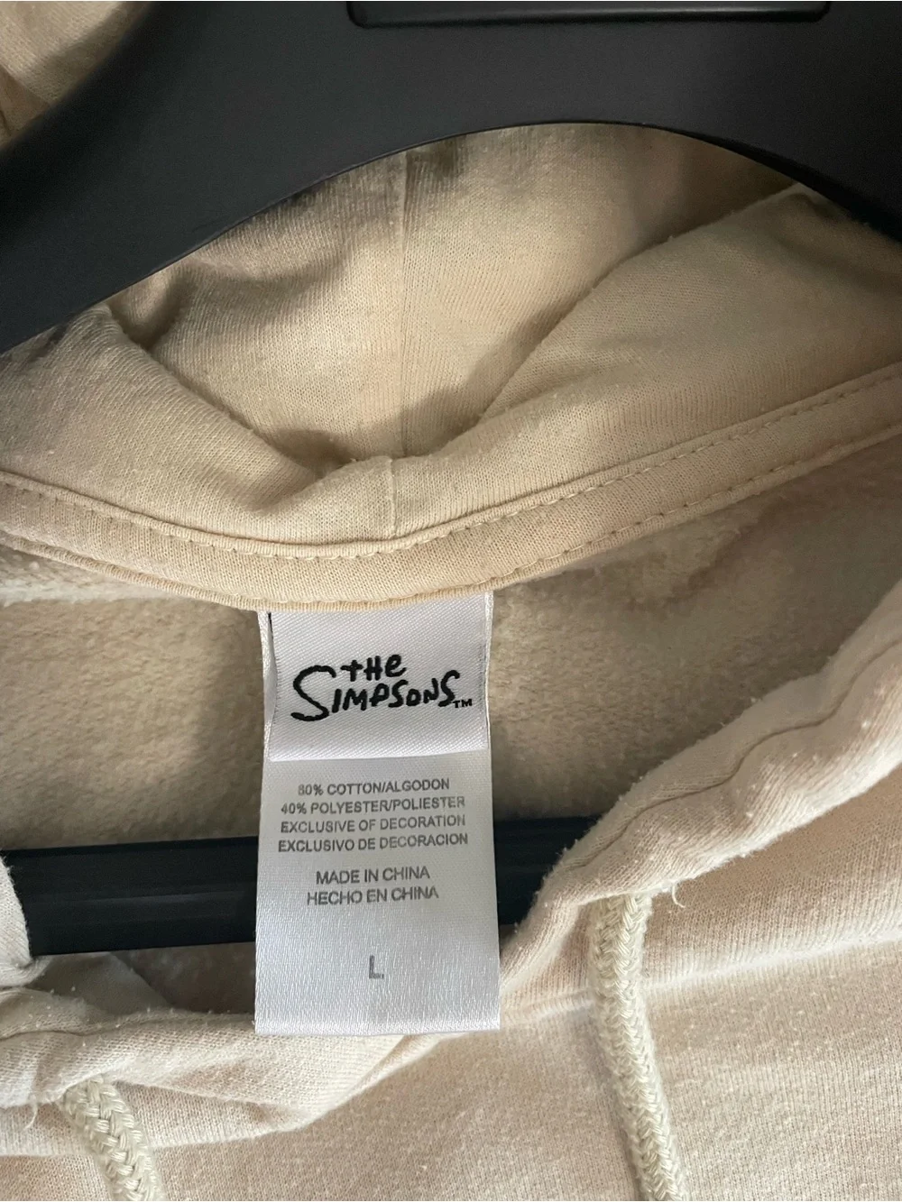 The Simpsons Characters Wave Panel Men’s Hoodie Cream Beige Sweatshirt Size L